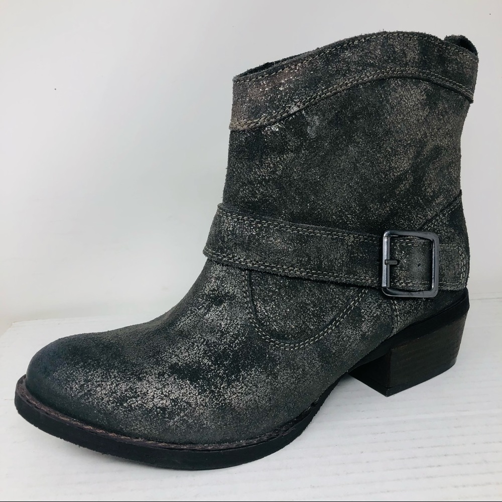 New Naughty Monkey Metalicah Leather Metallic Pewter Booties